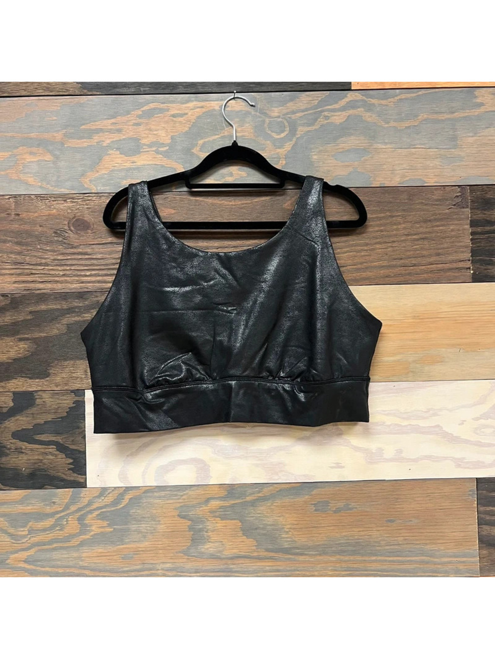 Offline by Aerie black pleather crop top XXL sleeveless